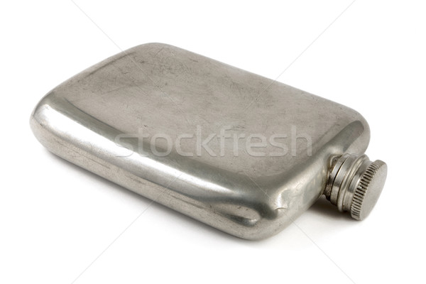 Aged silver hip flask Stock photo © lucielang