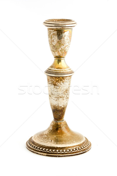 Old tarnished candlestick holder Stock photo © lucielang