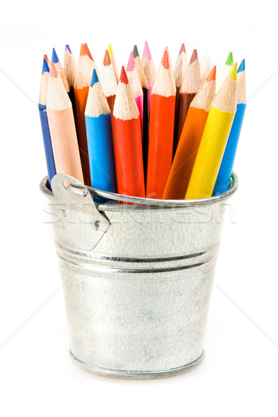 Argent pot crayons blanche fond orange [[stock_photo]] © lucielang