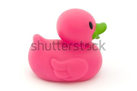 Single pink rubber duck on white Stock photo © lucielang