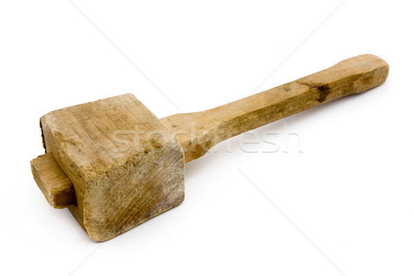 Old wooden mallet over white Stock photo © lucielang