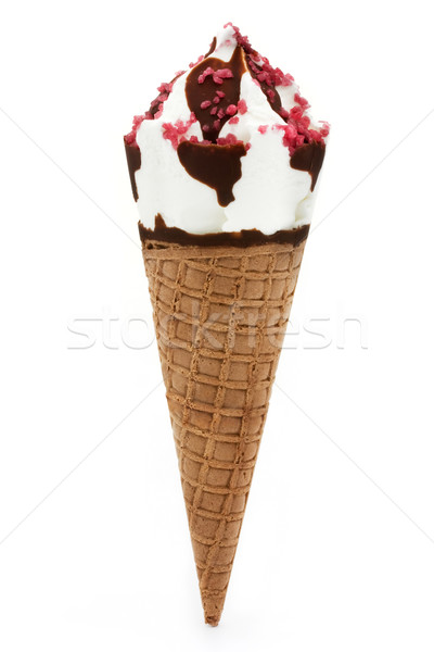 Single ice cream with sprinkles over white Stock photo © lucielang