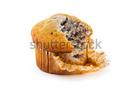 Myrtille muffin manquant mordre blanche alimentaire Photo stock © lucielang