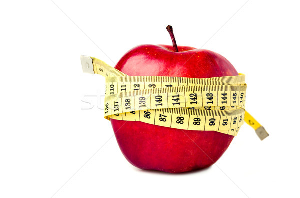 Kırmızı elma şerit metre beyaz elma uygunluk meyve Stok fotoğraf © luckyraccoon