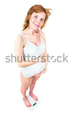 孕婦 常設 秤 面對 婦女 身體 商業照片 © luckyraccoon
