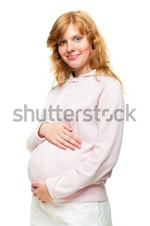 Fiatal terhes nő kéz a kézben pocak nő baba Stock fotó © luckyraccoon