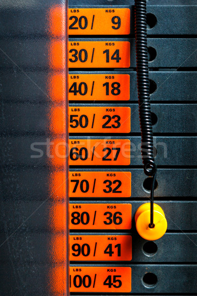 Closeup of weight stack with orange pin. Stock photo © luckyraccoon