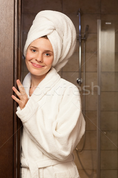 若い女性 着用 ローブ 白 ホテル 皮膚 ストックフォト © luckyraccoon