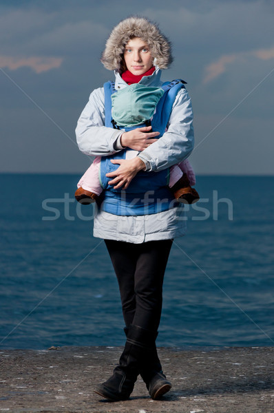 Lifestyle portret jonge moeder baby outdoor Stockfoto © luckyraccoon