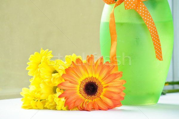 The orange Gerbera and yellow Daisy  Stock photo © luckyraccoon