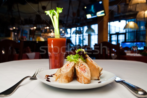 Rolled pancake with salmon and  Ricotta cheese  Stock photo © luckyraccoon