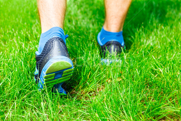 Primer plano masculina corredor pie espacio texto Foto stock © luckyraccoon