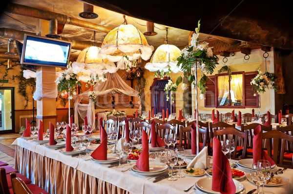 Esküvő bankett étel étterem csoport vacsora Stock fotó © luckyraccoon