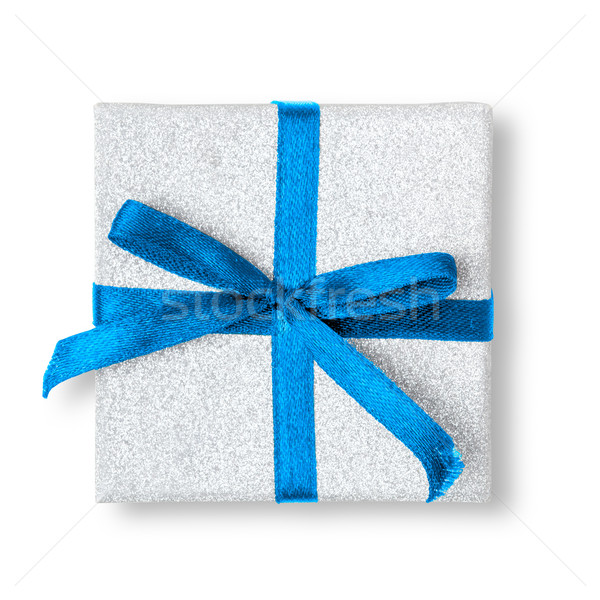 Ajándék doboz szalag izolált fehér születésnap Stock fotó © luckyraccoon