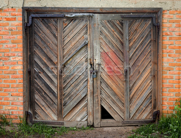 Alten Holz Scheune Tür Wand malen Stock foto © luckyraccoon