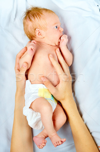 Stock foto: Mütter · Pflege · Hand · Baby · Gesicht · Liebe