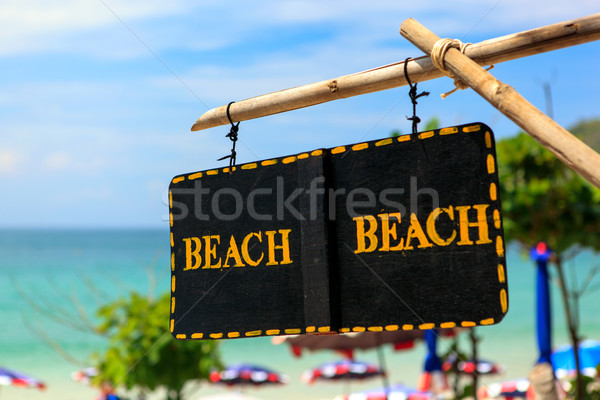 Spiaggia segno accesso estate phuket Thailandia Foto d'archivio © luckyraccoon