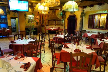 Olasz étterem belső fény étterem szék piros Stock fotó © luckyraccoon