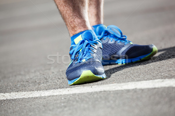 Primer plano masculina corredor pie espacio texto Foto stock © luckyraccoon