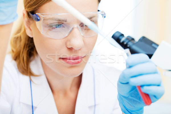 [[stock_photo]]: Jeunes · scientifique · travail · laboratoire · belle