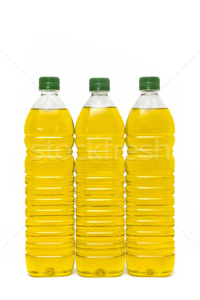 Foto stock: Óleo · garrafas · óleo · de · cozinha · isolado · branco · sol