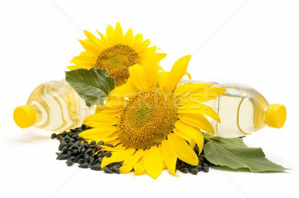 [[stock_photo]]: Huile · de · tournesol · tournesol · blanche · soleil · fond · laisse