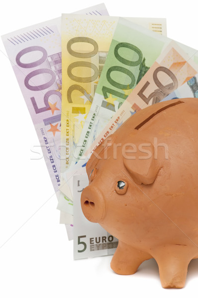 Sparschwein Einsparungen Euro Banknoten weiß Business Stock foto © luiscar