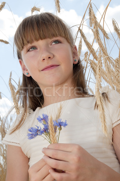 Komunii dziewczyna sukienka dziedzinie strony model Zdjęcia stock © luiscar