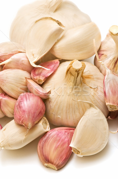 Foto stock: Alho · fresco · branco · comida · jardim · fundo