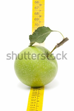 Foto stock: Maçã · dieta · branco · comida · fundo · medir