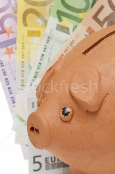 Sparschwein Einsparungen Euro Banknoten weiß Business Stock foto © luiscar