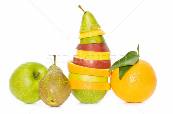[[stock_photo]]: Mixte · fruits · isolé · blanche · alimentaire · pomme