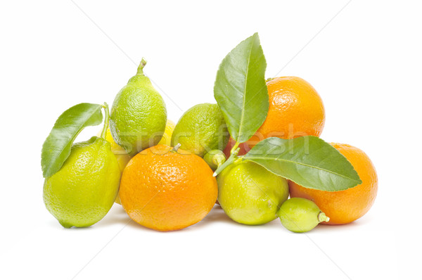 Foto stock: Fresco · laranja · limão · isolado · branco · comida