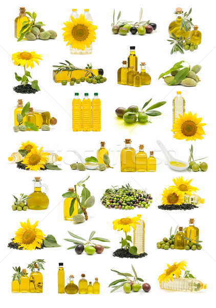 Aceite de oliva aceite de girasol colección aislado blanco alimentos Foto stock © luiscar