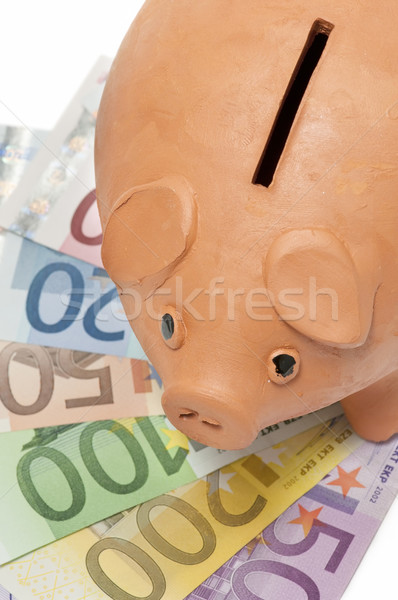 Sparschwein Einsparungen Euro Banknoten weiß Business Stock foto © luiscar