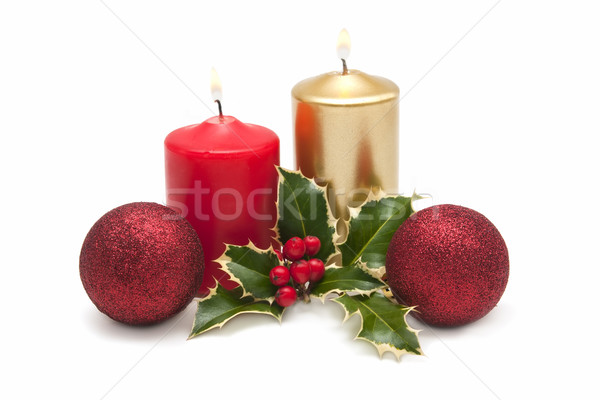 Natal cartões velas projeto verde inverno Foto stock © luiscar