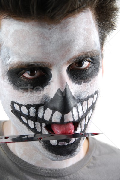 Asesino esqueleto tipo sangriento cuchillo retrato Foto stock © luissantos84