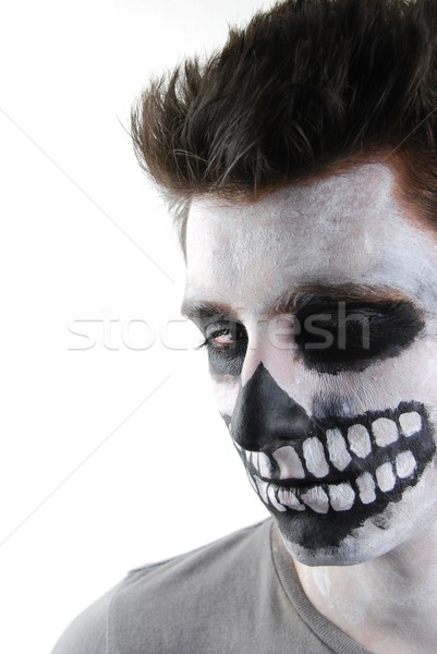Unheimlich Skelett guy Karneval Gesicht Malerei Stock foto © luissantos84
