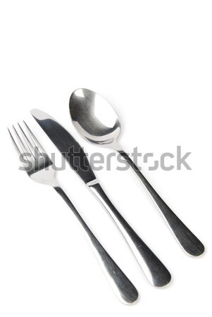 Tenedor cuchillo cuchara aislado blanco fondo Foto stock © luissantos84