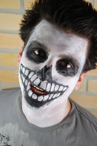 Portrait of a creepy skeleton guy (Carnival face painting) Stock photo © luissantos84