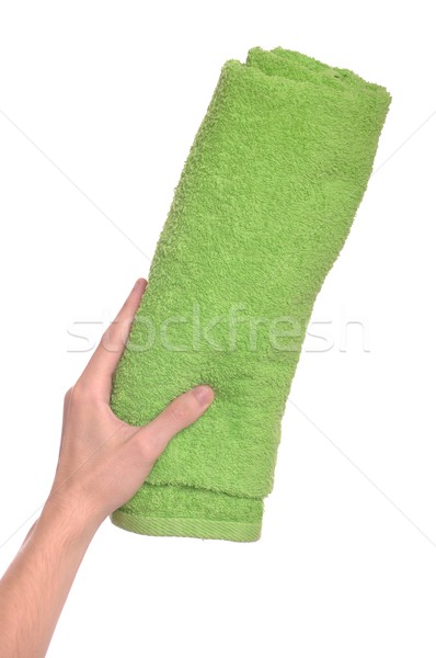 Main serviette de plage homme vert isolé [[stock_photo]] © luissantos84