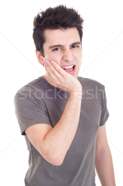 Człowiek ból zęba młodych przypadkowy odizolowany biały Zdjęcia stock © luissantos84