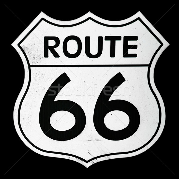 Route 66 teken vintage geïsoleerd zwarte achtergrond Stockfoto © luissantos84