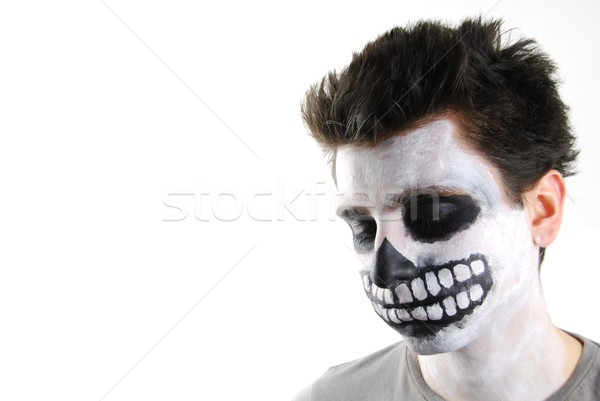 Hátborzongató csontváz fickó karnevál arc festmény Stock fotó © luissantos84