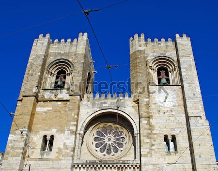 Kathedraal stad Lissabon gebouw achtergrond Blauw Stockfoto © luissantos84