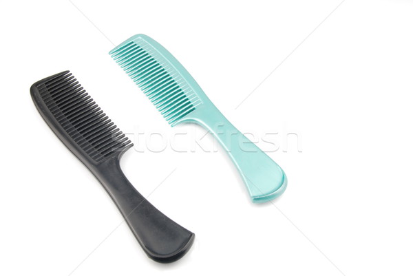 Plastique brosse à cheveux vert noir isolé blanche [[stock_photo]] © luissantos84