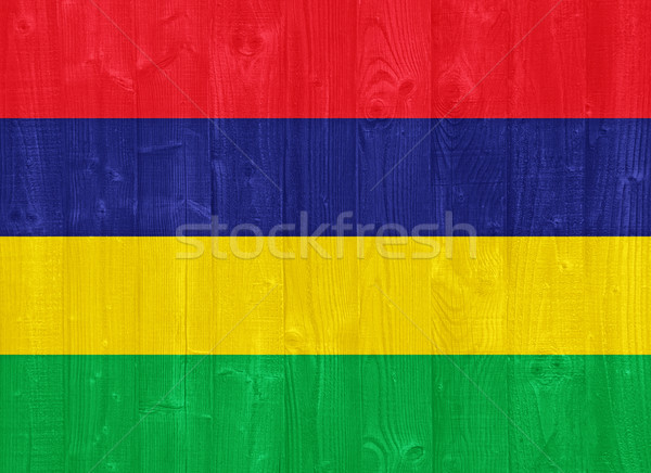 Маврикий флаг великолепный окрашенный древесины доска Сток-фото © luissantos84