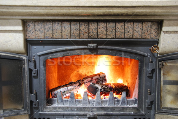 Cozy home fireplace Stock photo © luissantos84