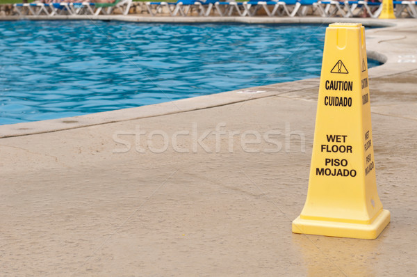 Stock photo: Wet floor sign