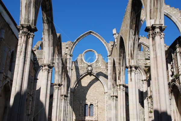 Templom romok Lisszabon Portugália híres földrengés Stock fotó © luissantos84